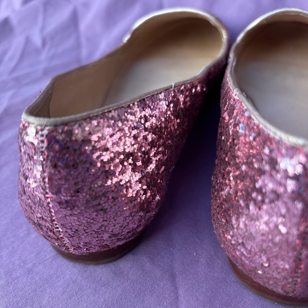 Kate Spade New York PINK GLITTER Loafers Slip-On Flats Barbie Flats 6 M Leather - Picture 9 of 9